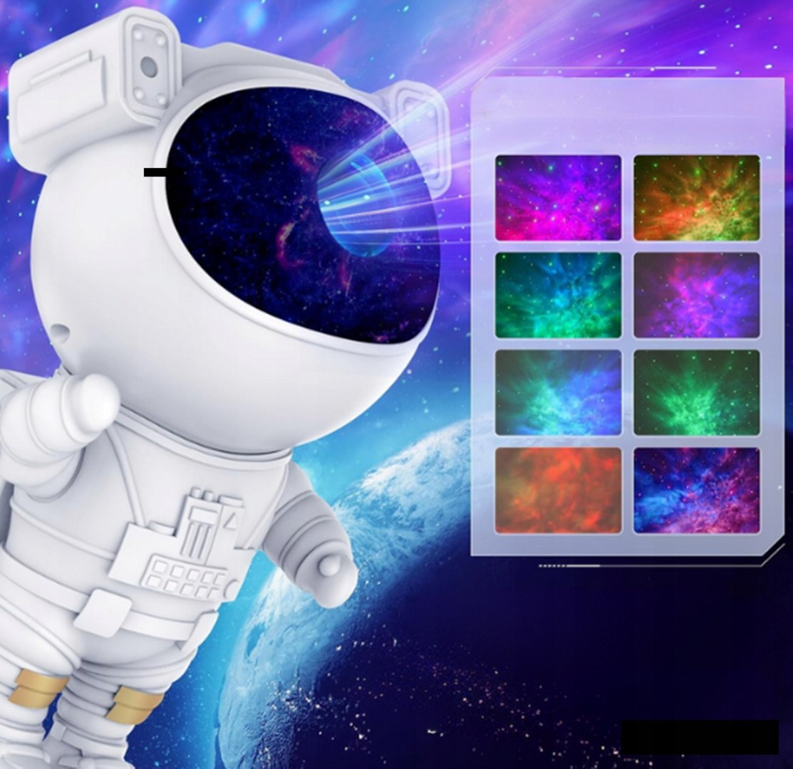 PROJEKTOR GWIAZD LAMPKA NOCNA RZUTNIK LED ASTRONAUTA KOSMONAUTA + PILOT + Darmowa dostawa