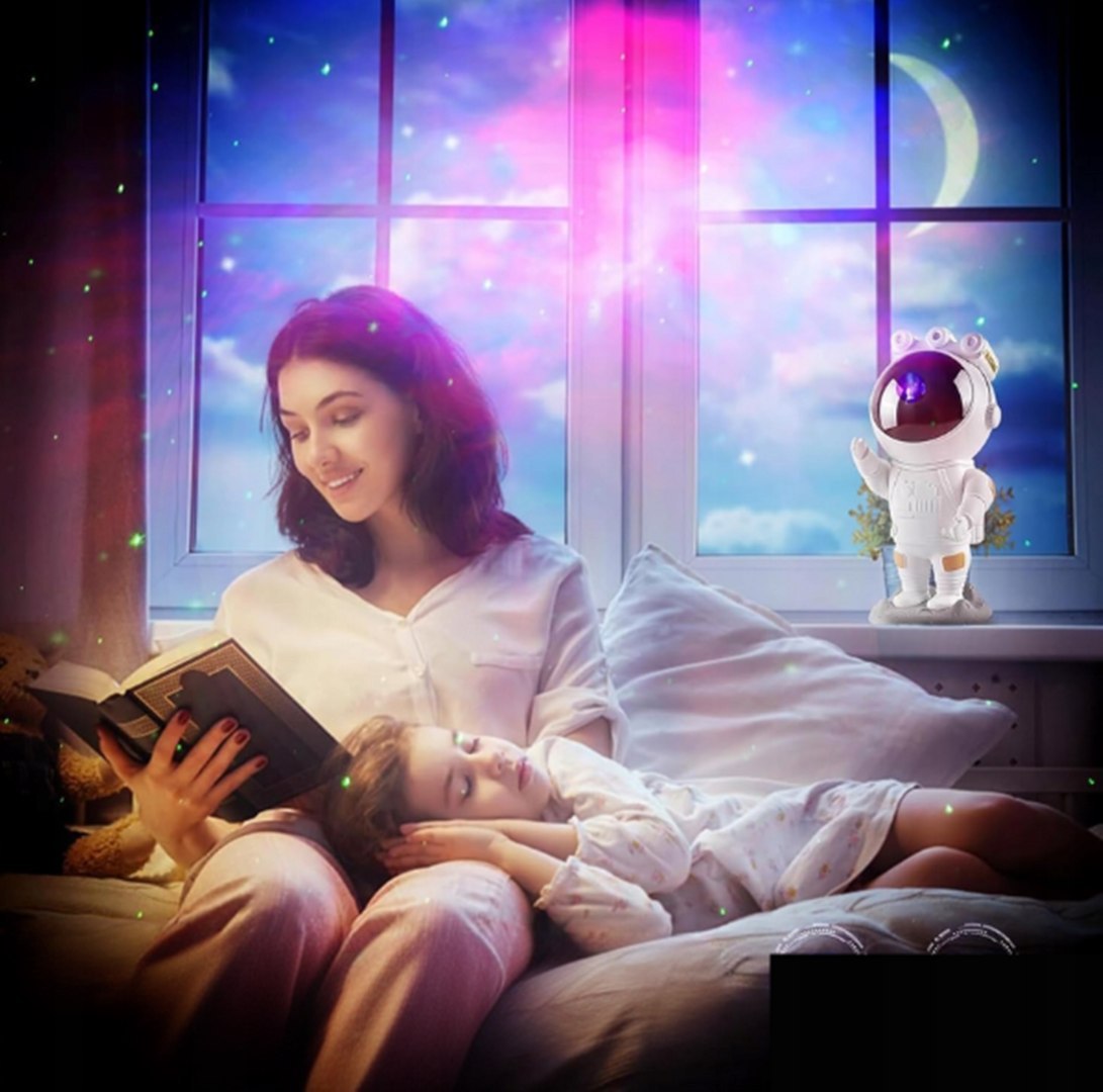 PROJEKTOR GWIAZD LAMPKA NOCNA RZUTNIK LED ASTRONAUTA KOSMONAUTA + PILOT + Darmowa dostawa